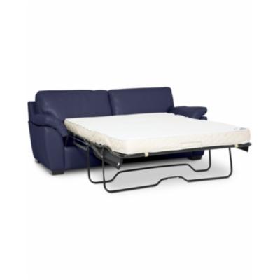 Macy's Lothan Full Sleeper Sofa, Leather-Sapphire Blue